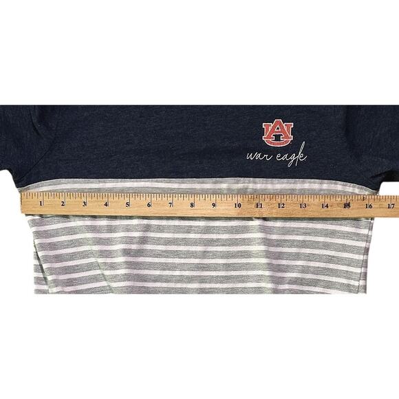 Auburn University War Eagle Front Tie Colorblock Gray & White T-Shirt Small - Picture 3 of 6